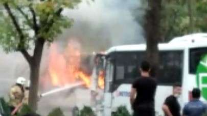 Beylikdüzünde öğrenci servisi yandı