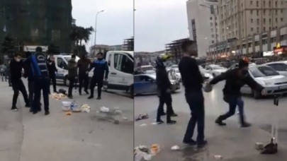 Pilav tezgâhına el konulan seyyar satıcı zabıta ekiplerine tüp fırlattı