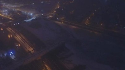 Beyaza bürünen Büyükçekmece havadan görüntülendi