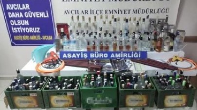 Avcılarda 100 litre sahte içki ele geçirildi