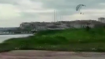 Büyükçekmecede kısıtlamada paraşütle uçuş yapan 4 şahsa polis müdahale etti