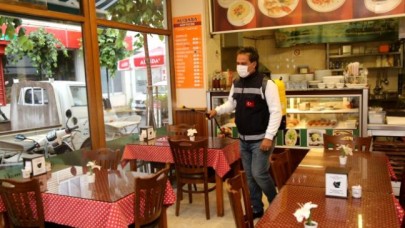Büyükçekmecede yeniden açılan işletmelerde hijyen ve dezenfekte seferberliği