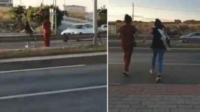 Arkadaşının uyarısına rağmen üst geçidi kullanmayan hemşireye otomobil çarptı!