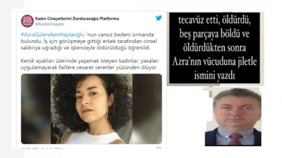 Azra Gülendam Haytaoğlu cinayetne tepki büyüyor