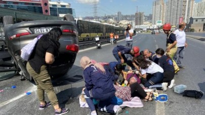 Haramidere E-5te araç takla attı: 2 yaralı