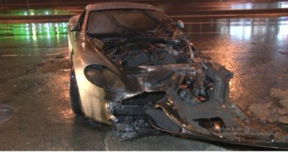 Avcılarda lüks otomobil yandı