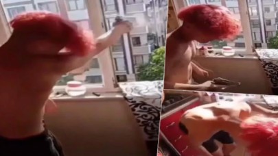 Evinin camından ateş etti, sosyal medyada yayınladı