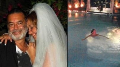 Yılın düğünü havuzda bitti