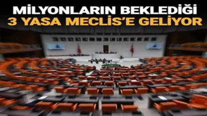 Türkiye Büyük Millet Meclisi'nin (TBMM) gündeminde yeni haftada milyonları ilgilendiren üç düzenleme olacak.