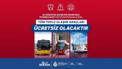 30 Ağustos'ta Ulaşım Ücretsiz
