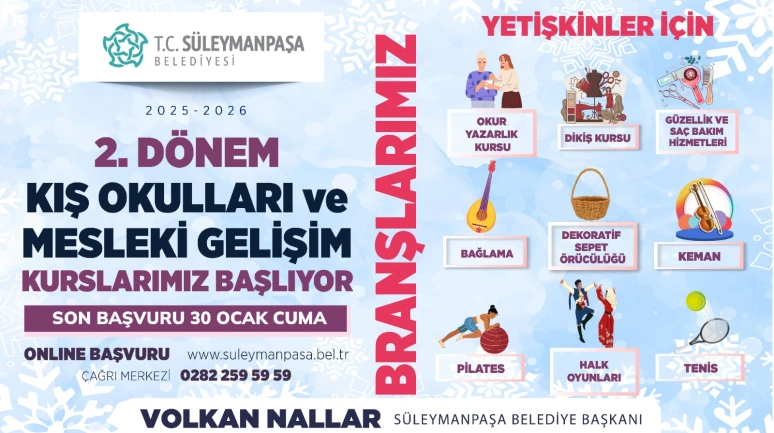 Süleymanpaşa Belediyesi Kış Okulları Kayıtları Başladı