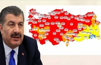 Sağlık Bakanı Koca illerin risk durumunu gösteren Kovid-19 haritasını paylaştı