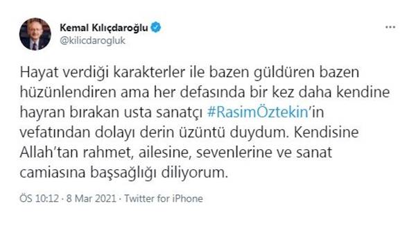 CHP Genel Başkanı Kemal Kılıçdaroğlu 'ndan Rasim Öztekin mesajı