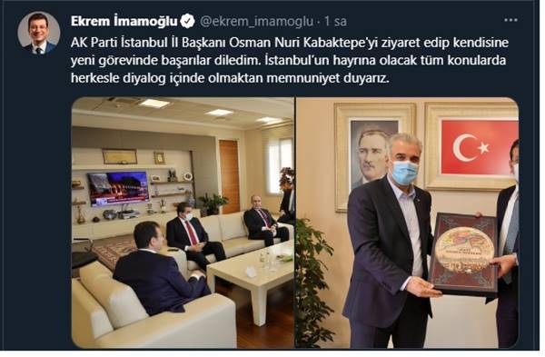Ekrem İmamoğlu AK Parti İstanbul İl Başkanı Osman Nuri Kabaktepe'yi ziyaret etti