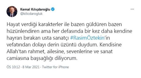 CHP Genel Başkanı Kemal Kılıçdaroğlu 'ndan Rasim Öztekin mesajı